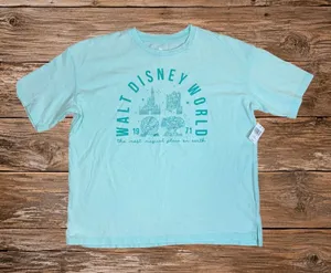 Disney World Iridescent Graphic T Shirt Disney Parks Aqua XS NWT thumbnail 1