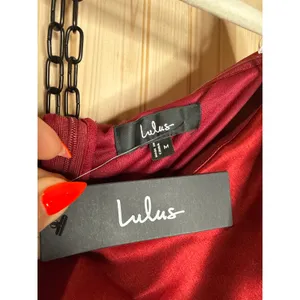 NWT Lulus Always Celebrating Burgundy Satin Off-the-Shoulder Mini Dress Party M thumbnail 6