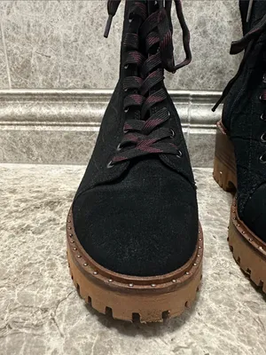 Vince Camuto Debsen Suede Lug Sole Boots Size 8.5 Euro 39 Black thumbnail 4