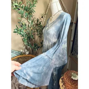 American Eagle Soft & Sexy Tie Dye Boho Top Crisscross Front Bell Sleeve S thumbnail 5