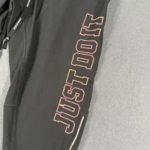 Nike Womens L Black Just Do It Spell Out Cycling Shorts Drawstring‎ Pockets thumbnail 2