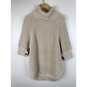 J.Crew Women’s Size XS Cozy Knit Turtleneck Poncho Sweater 100% Cotton Camel thumbnail 2
