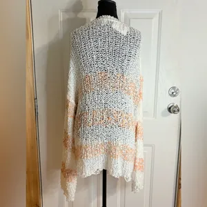 POL Crochet peach and white Oversized Comfy Sweater NWT size Medium thumbnail 7