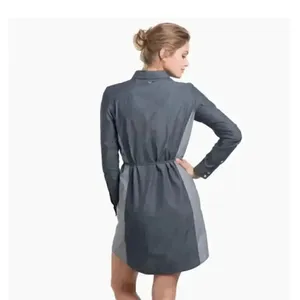 Kuhl Kiley Vintage Indigo Sail Blue Chambray Denim Tie Waist Dress SZ S #1848 thumbnail 4