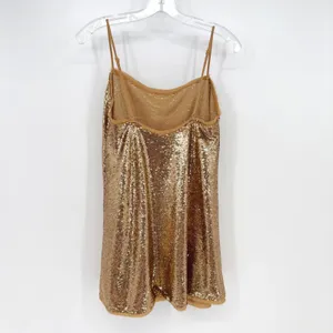 Free People Time To‎ Shine Mini Homecoming Dress Womens S Gold Sequin Party Y2K thumbnail 9