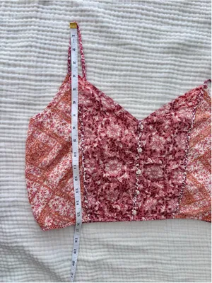 Women's American Eagle Floral Crop Top Size L Pink Orange thumbnail 6
