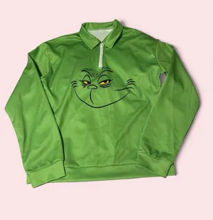 Source Unknown Green Grinch Graphic Quarter-Zip Sweatshirt thumbnail 1