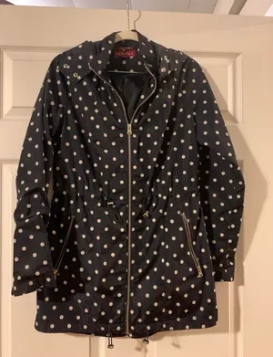 Merona Blue and White Polka Dot Raincoat thumbnail 1