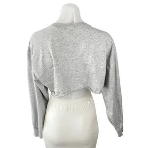 Aritzia TNA Women's Gray Long Sleeve Crew Neck Boxy Cropped Sweatshirt Top Sz S thumbnail 4