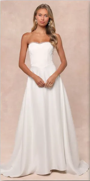 Lulus Lux Bridal NWOT Eternal Gratitude White Floral Embroidered Wedding Dress thumbnail 1