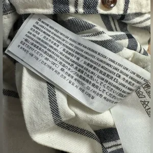 Abercrombie‎ & Fitch Plaid Flannel Shirt Womens M Cream Navy Button Down thumbnail 8