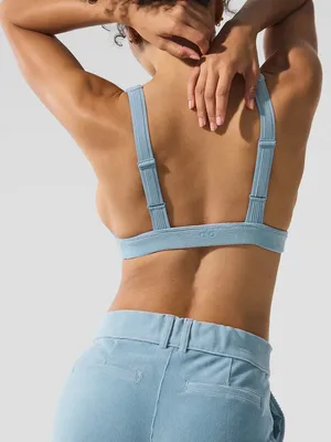 NWT ALO‎ Yoga Micro Corduroy Dreamer Bra in Celestial Blue Size XS thumbnail 2