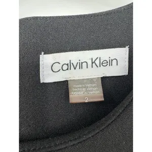 Calvin Klein Black Midi Dress 2 Tulip Pleated Front • Classic Office • Elegant thumbnail 7