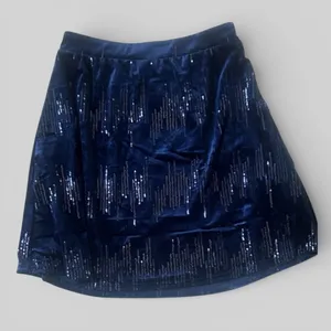 Skies Are Blue New Navy Sequin Holiday Velvet Skirt preppy old money small thumbnail 2