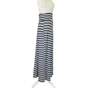 AB Studio gray and white stripe maxi skirt stretchy flowy women’s size small thumbnail 3