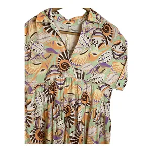 Uncle Frank Unique Print Collared Short Sleeve Tiered Mini Dress. ‎ S /M thumbnail 7