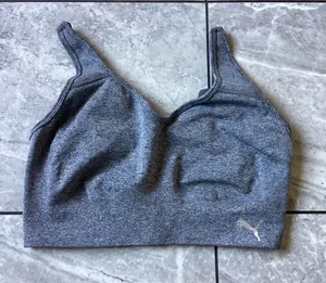 Puma Womens Seamless Sports Bra Heather Grey Adjustable Straps Size Large thumbnail 1