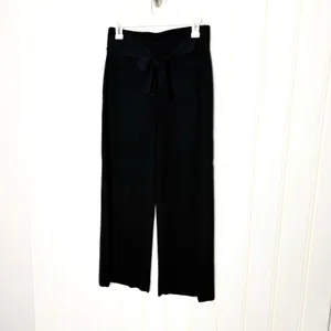 Moth by Anthropologie Black Wide Leg Knit Pants Tie Waist Size S thumbnail 3