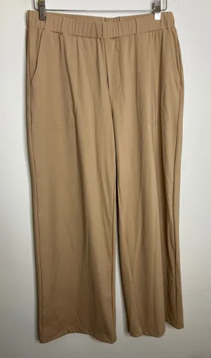 Zyia Active Wide Leg Pants Womens Medium Tan Excellent Stretch Pockets Yoga thumbnail 1
