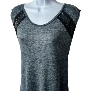 We The Free Studded Slub Jersey Tank Top Deep Blue‎ Black Rocker Grunge M thumbnail 3