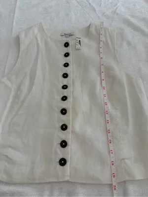 Madewell NWT Button-Front 100% Linen Shell Top Ivory Size 2 thumbnail 8