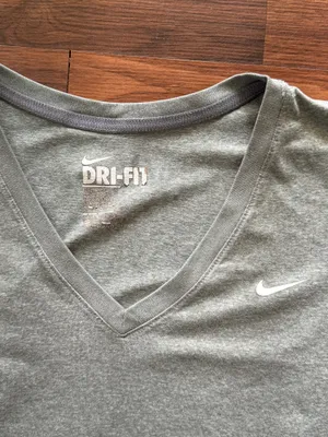 Nike Dri-FIT Women's Grey V-Neck Performance T-Shirt thumbnail 2