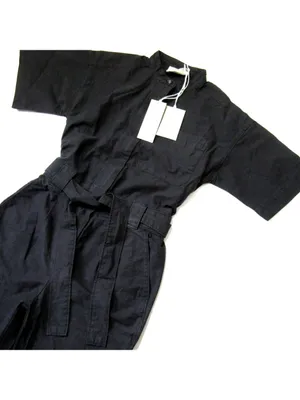 NWT Everlane The Fatigue Short-Sleeve Jumpsuit in Black Belted Cotton Utility 6 thumbnail 8