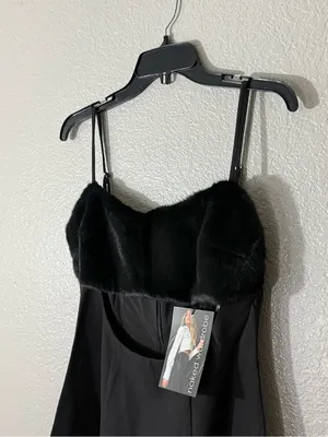 Naked Wardrobe Black Faux Fur Trim Mini Dress Sexy Date Night Club Prom Party M thumbnail 7