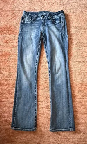 Miss Me Bootcut Jeans Size 29 Medium Wash Embroidered Back Pockets thumbnail 1