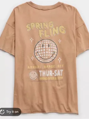aerie Tan Crewneck Graphic Tee thumbnail 3