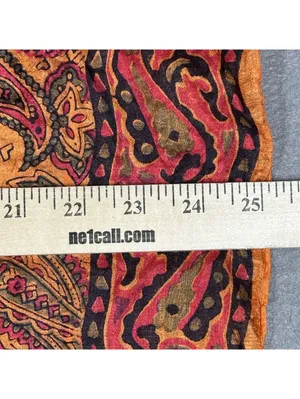 Vintage Paisley Patterned Silk Square Scarf with Orange and Red Tones Bohemian thumbnail 10