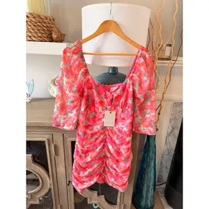 Adelyn Rae Sydney Gathered Mini Dress Womens Rose Coral Small thumbnail 2