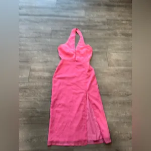 Lulu's Pink Halter Midi Dress thumbnail 6