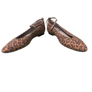Reden Leopard Print Calf Hair Pointed Toe Ankle Strap Ballet Flats Women’s EU 39 thumbnail 7