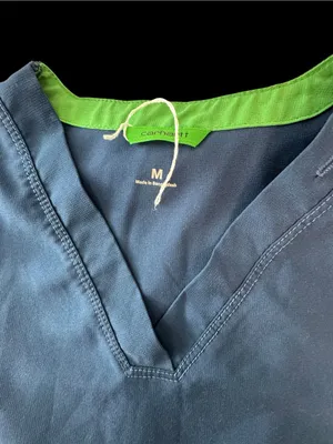 Carhartt Navy Scrub Top with Lime Accent thumbnail 3