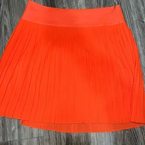 Loft Ann Taylor Orange Pleated Skirt thumbnail 1