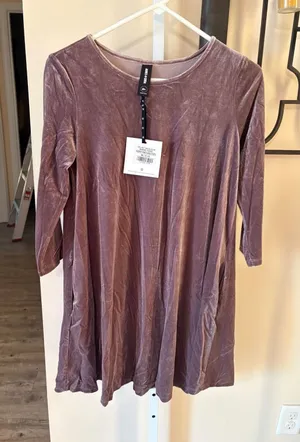 Agnes & Dora Velvet 3/4 Sleeve Swing Tunic/Dress Medium Pockets thumbnail 1