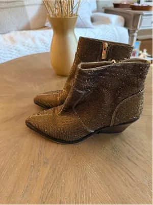 Women's Jessica Simpson Gold Rhinestone Ankle Boots size 7 thumbnail 5