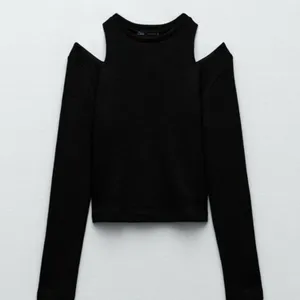 ZARA Black Cold Shoulder Cutout Crop Sweater Top Size M Goth Chic Classy thumbnail 6