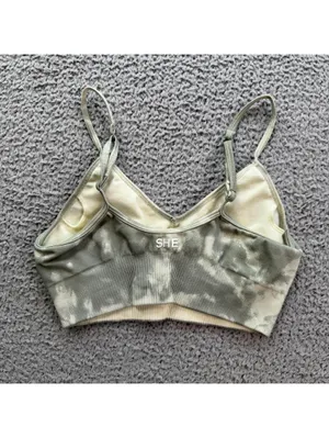 Darc Sport Wolves SHE Seamless Sports Bra Khaki Gray Tie Dye XS 240 of 500 Gym thumbnail 2