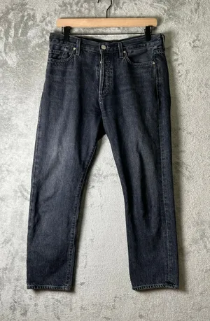 GOLDSIGN Low Slung Crop Jeans Black Relaxed Straight‎ Leg Denim Women's 26 thumbnail 1