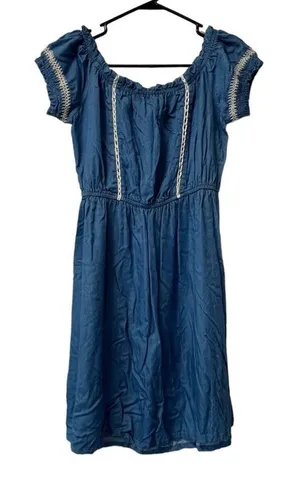 Lush Clothing Denim Dress Women Stretchy Comfortable Size Large Preppy‎ Beach Travel City thumbnail 1