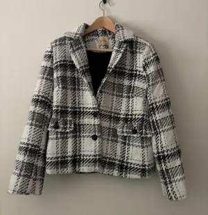 Elie Tahari Tweed Plaid Wool Blazer Size 8 thumbnail 3