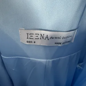 NEW Ieena Mac Duggal Formal Gown Midi Tea Length Dress 8 Dusty Blue Sleeveless thumbnail 7