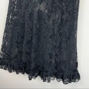 Victoria’s Secret Black Floral Lace Slip Dress Medium Ruffle Hem Sexy Lingerie thumbnail 6