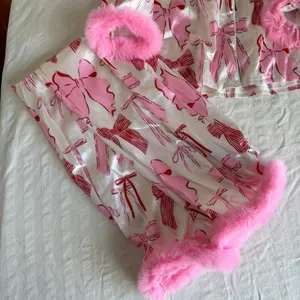 Women's Two Piece Silky Pink Long Sleeve and Pant Pajamas Size M #260259 thumbnail 4
