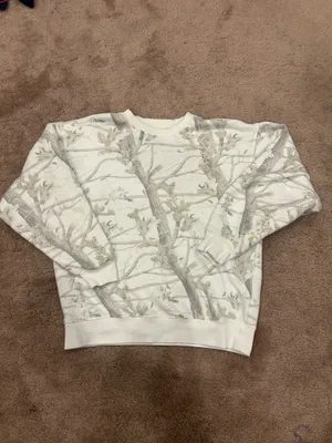 DAIRY BOY Teddy Brown Cream Woodland Camo Crew Sweatshirt XS Cotton Sold Out thumbnail 4