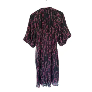 Ciebon Plisse Button Front Puff Sleeve‎ Ikat Dress Pink Purple Black Size 1X NEW thumbnail 3