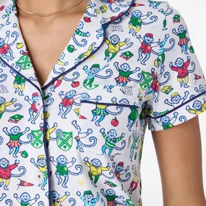 NWT Roller Rabbit Back to School Monkey Polo Pajamas Size XS thumbnail 2