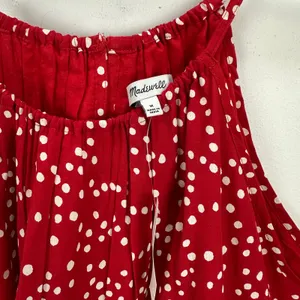 Madewell Drop Waist Mini Dress Polka Dot Trapeze Relaxed Festival Red Medium NWT thumbnail 8